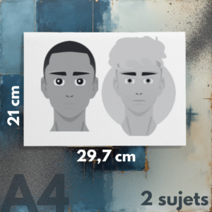 portrait aux crayons graphites (gris): a4 2 sujets