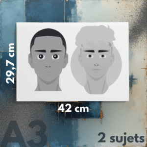 portrait aux crayons graphites (gris): a3 2 sujets